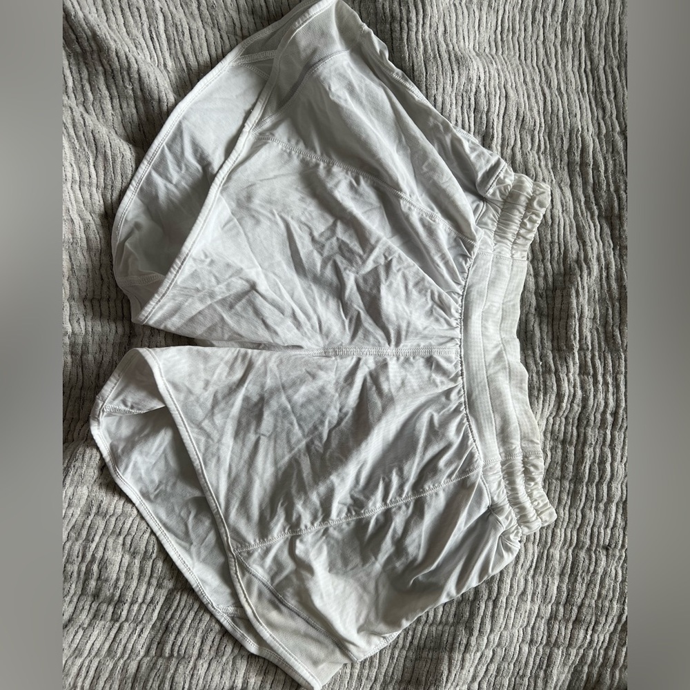 White Lulu lemon shorts